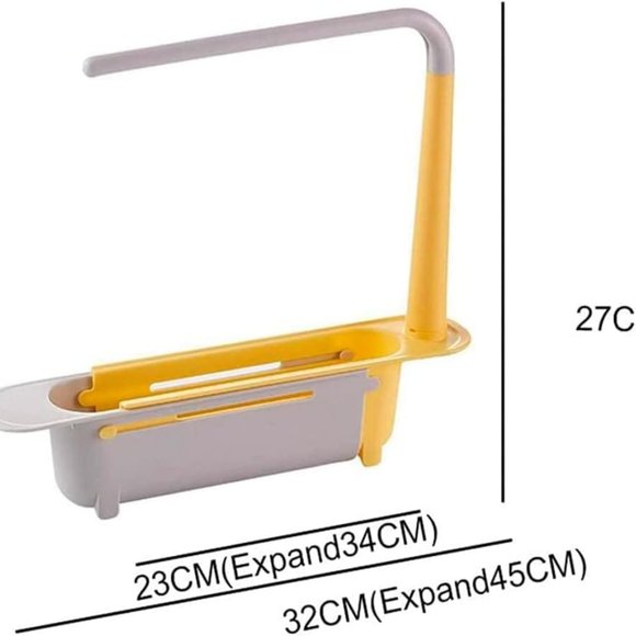 Telescopic Sink Storage Rack,Adjustable Length, Drain Basket Plastic and Sponge - Picture 7 of 11